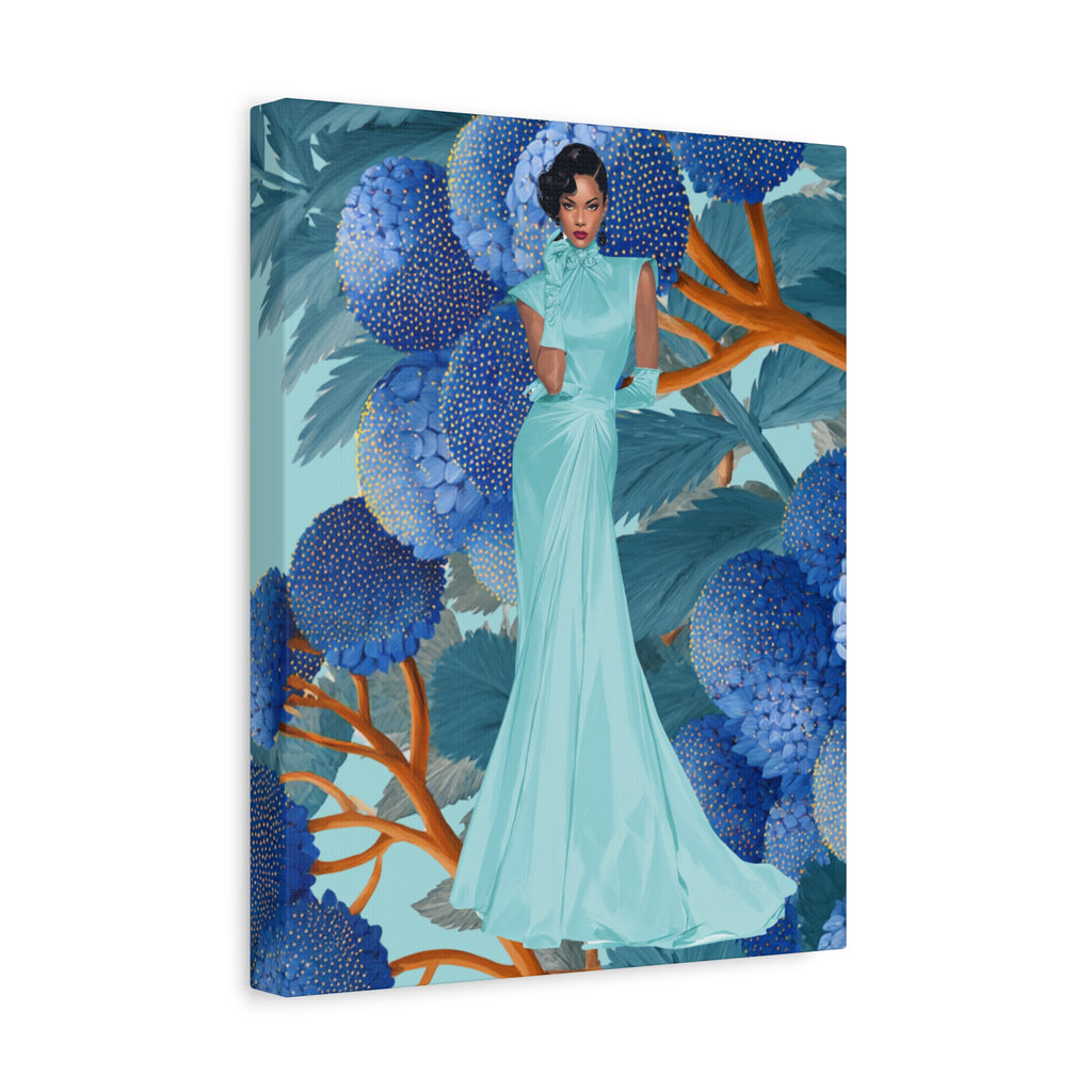 Vintage Lady Series No 1 - Elegant Woman in Blue Gown Matte Canvas