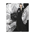 Vintage Lady Series No 6 - Elegant Woman in Black Velvet Gown on a Matte Canvas