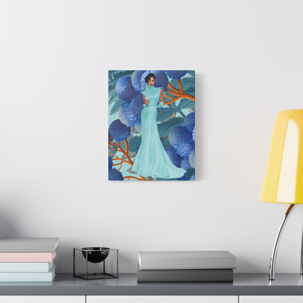 Vintage Lady Series No 1 - Elegant Woman in Blue Gown Matte Canvas