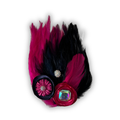 Double Feather Art Embellished Statement Pin in Navy & Fuschia