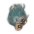 Double Feather Art Embellished Statement Pin in Ice Blue