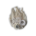 Double Feather Art Embellished Statement Pin in White