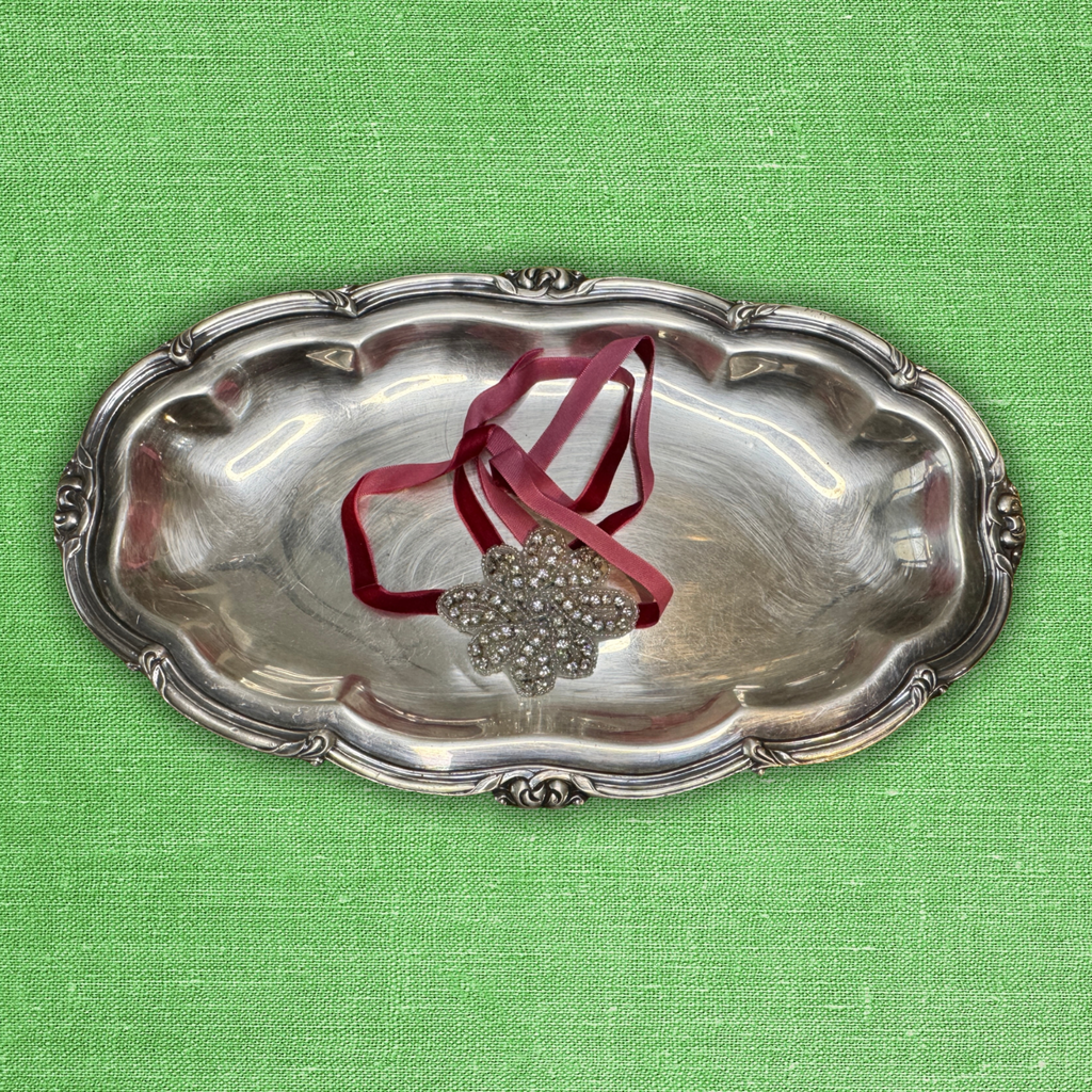 Velvet Rope Hair Accessory - Crystal on Burgundy Velvet