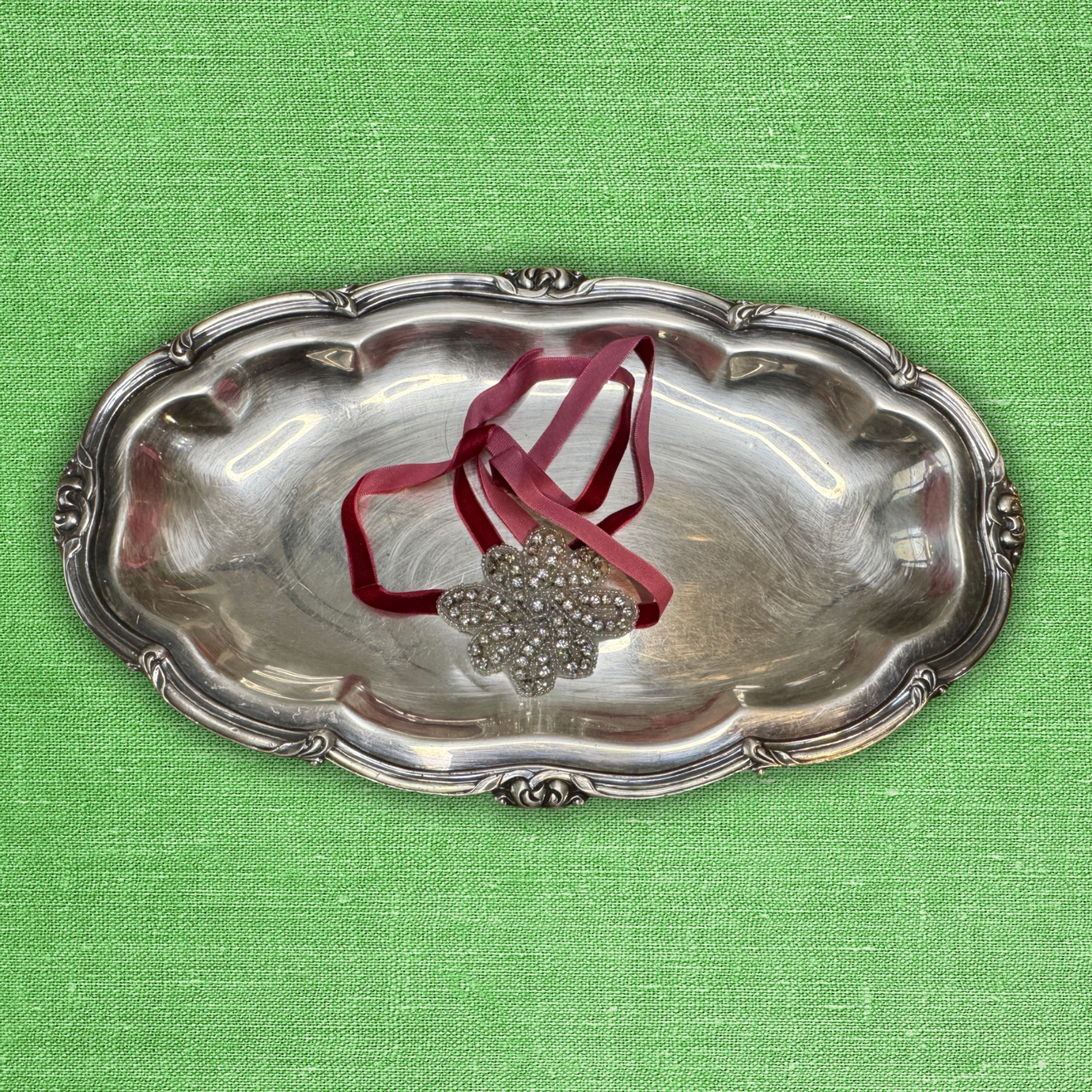 Velvet Rope Hair Accessory - Crystal on Burgundy Velvet