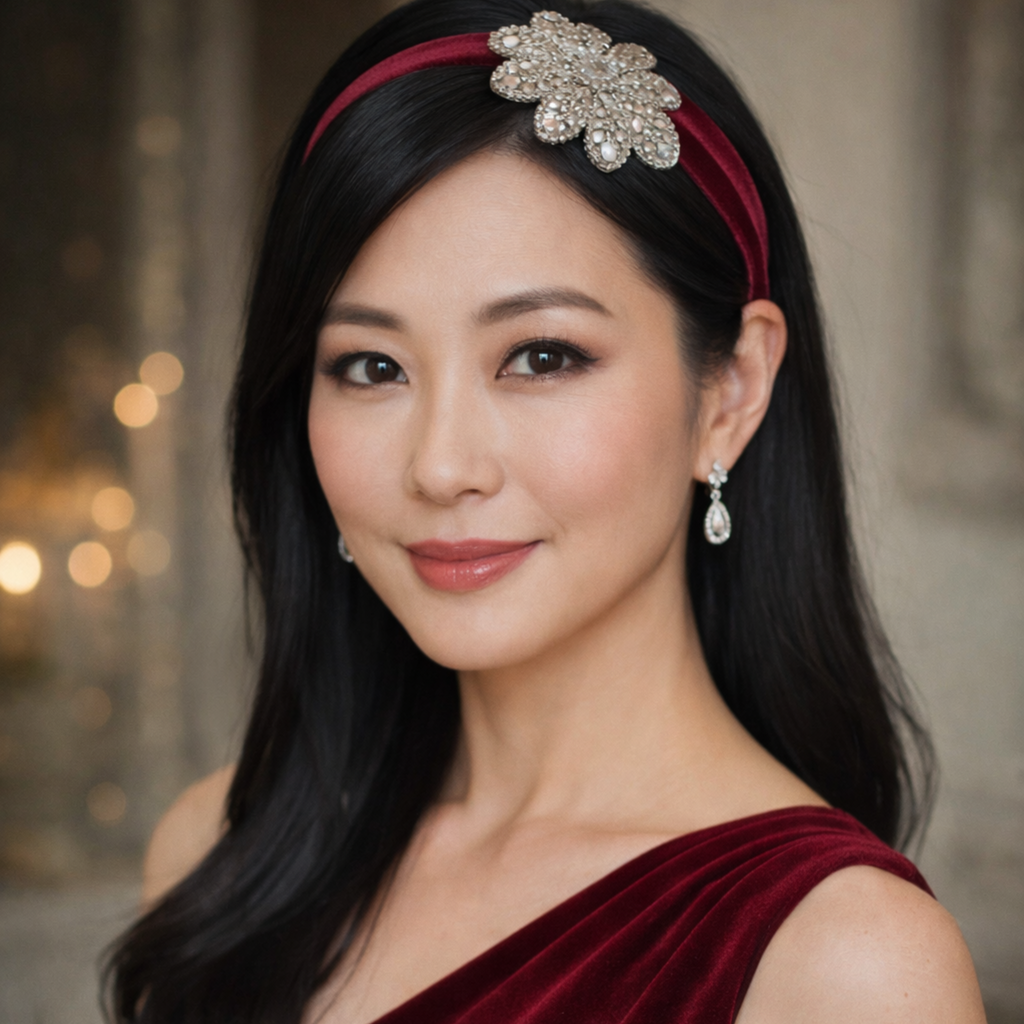 Velvet Rope Hair Accessory - Crystal on Burgundy Velvet