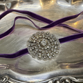 Velvet Rope Hair Accessory - Crystal Round on Purple