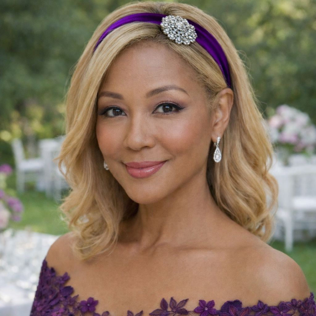 Velvet Rope Hair Accessory - Crystal Round on Purple